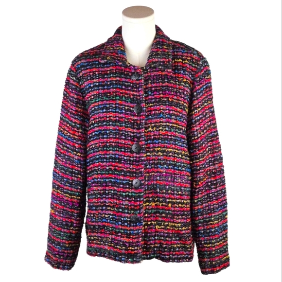 Coldwater Creek Multicolor Bouclé Tweed Jacket Medium Chanel Style - Picture 1 of 8